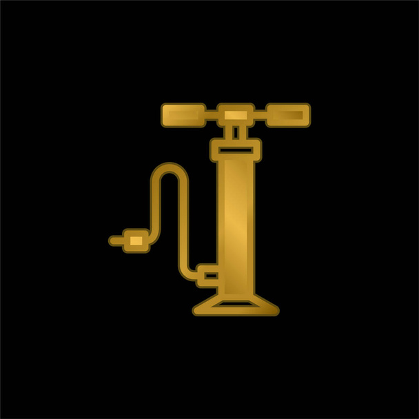 Air Pump gold plated metalic icon or logo vector - Vector, Image