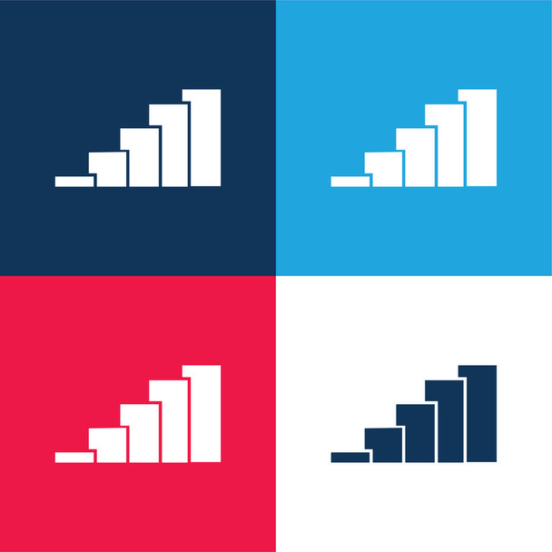バーグラフィック青と赤の4色の最小アイコンセット - ベクター画像