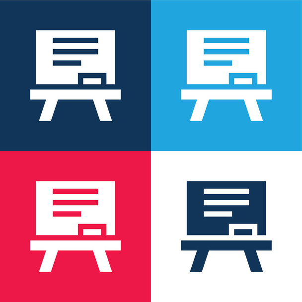 Tafel blau und rot vier Farben minimales Symbol-Set - Vektor, Bild