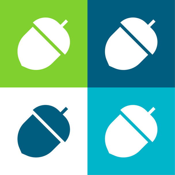 Acorn Flat négy szín minimális ikon készlet - Vektor, kép