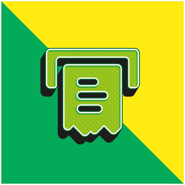 Bill verde y amarillo moderno 3d vector icono logotipo - Vector, Imagen