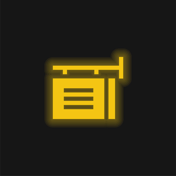 Hirdetés sárga izzó neon ikon - Vektor, kép
