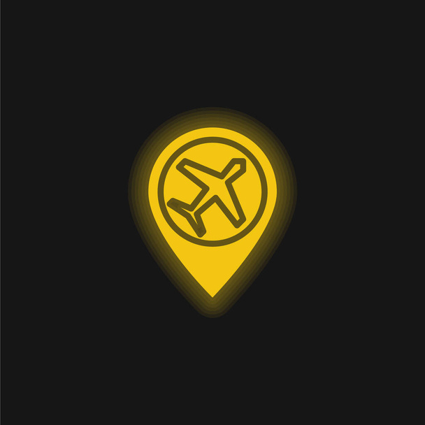 Желтый светящийся значок аэропорта - Вектор,изображение