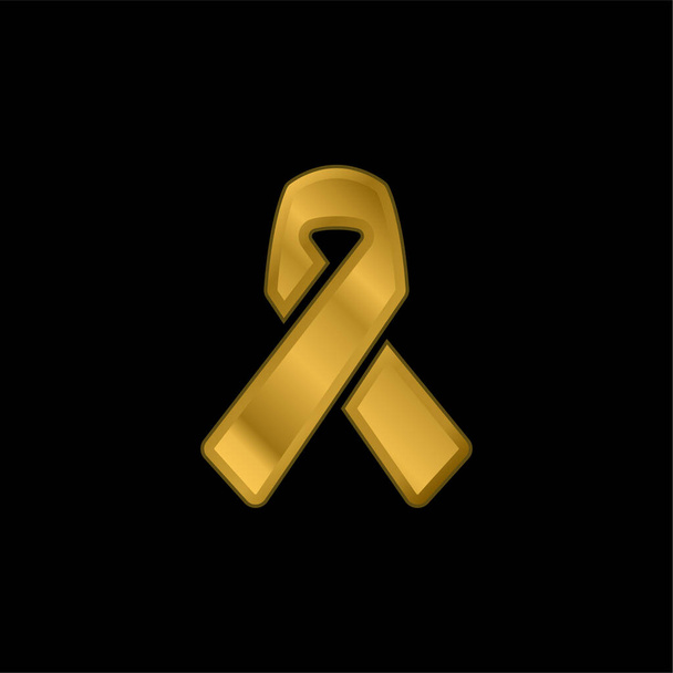 Conciencia Cinta chapado en oro icono metálico o logo vector - Vector, imagen