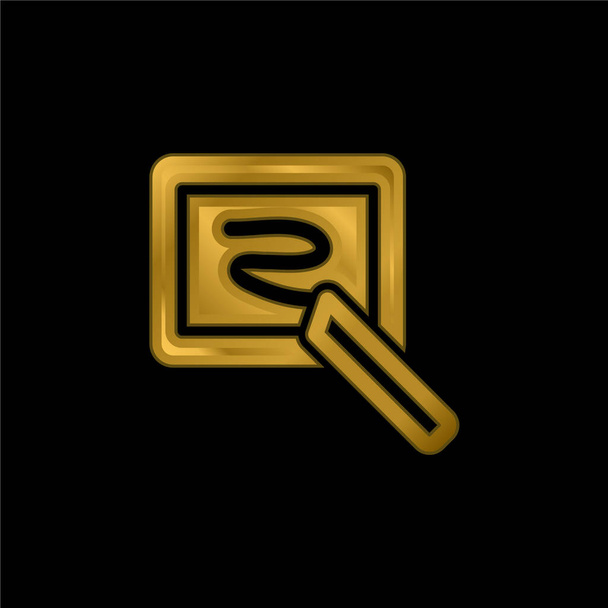Pizarra Con Tiza chapado en oro icono metálico o logo vector - Vector, imagen