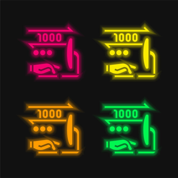 Binario quattro colori luminosi icona vettoriale al neon - Vettoriali, immagini