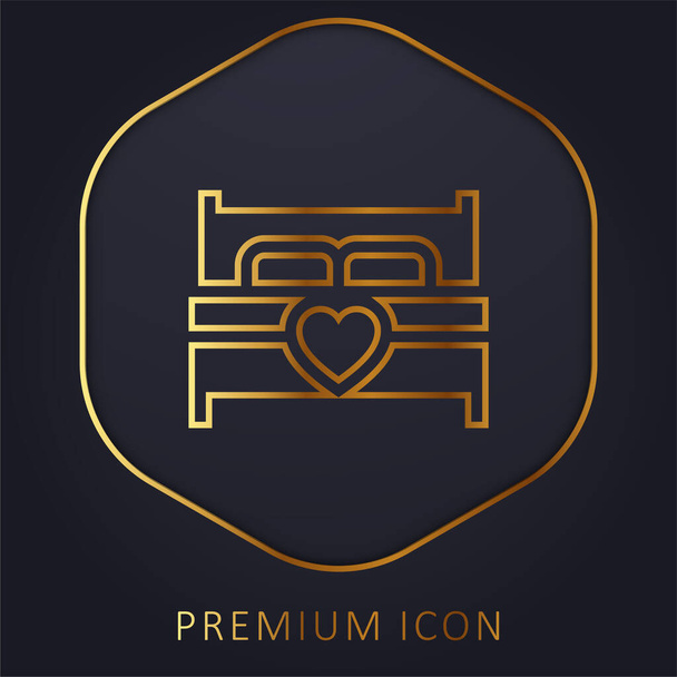 Lit ligne d'or logo premium ou icône - Vecteur, image