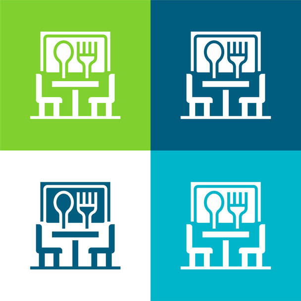 Bistro Lakás négy szín minimális ikon készlet - Vektor, kép