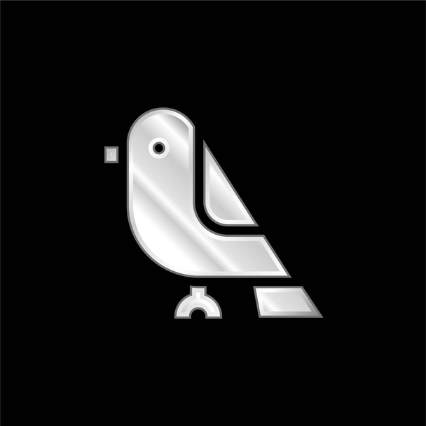 鳥銀メッキ金属アイコン - ベクター画像