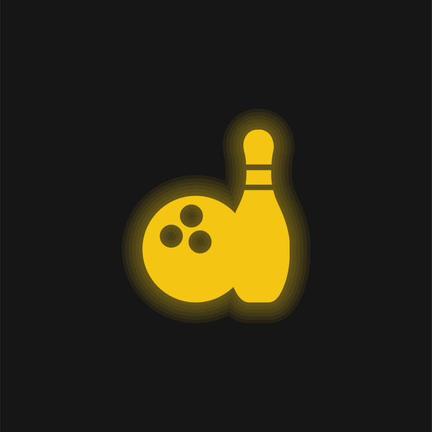 Bowling giallo incandescente icona al neon - Vettoriali, immagini