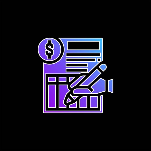 Déclaration bancaire icône vectorielle dégradé bleu - Vecteur, image