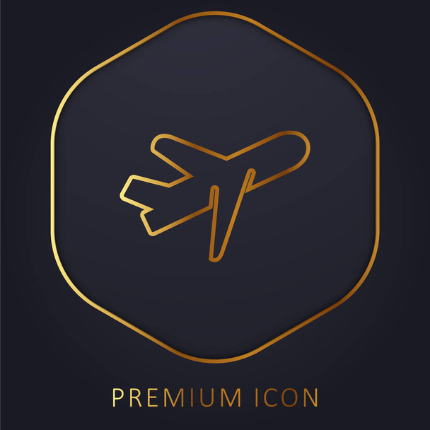 Logo o icono de la línea dorada del avión - Vector, imagen