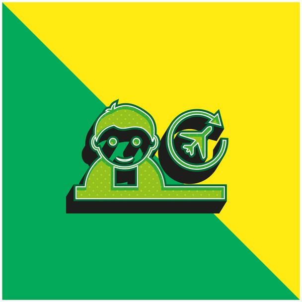 Poika Vihreä ja keltainen moderni 3d vektori kuvake logo - Vektori, kuva