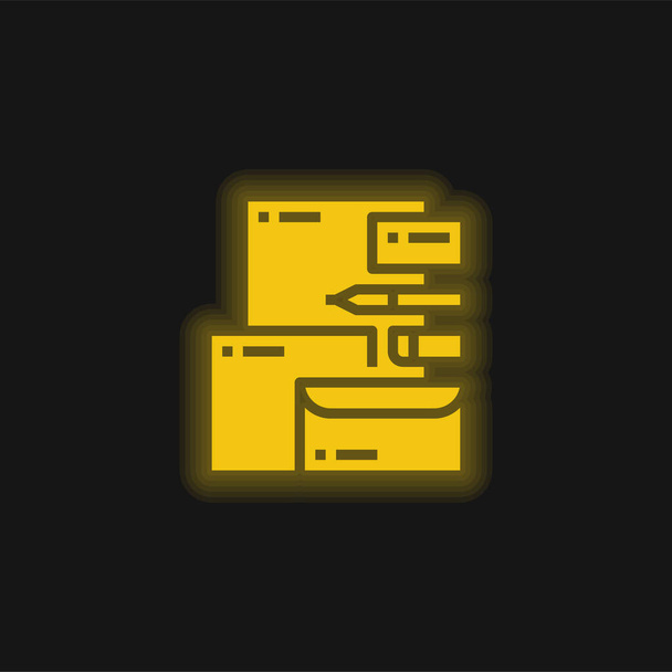 Identidad de marca amarillo brillante icono de neón - Vector, Imagen
