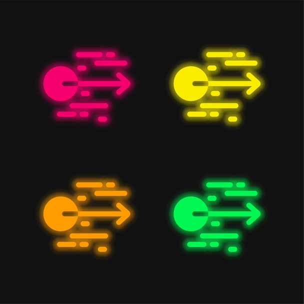 Gyorsulás négy szín izzó neon vektor ikon - Vektor, kép