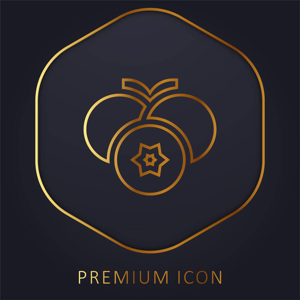 Logo de la línea de oro de arándanos premium o icono - Vector, Imagen