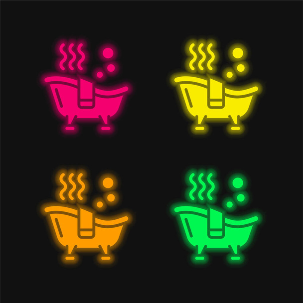 Vana čtyři barvy zářící neonový vektor ikona - Vektor, obrázek