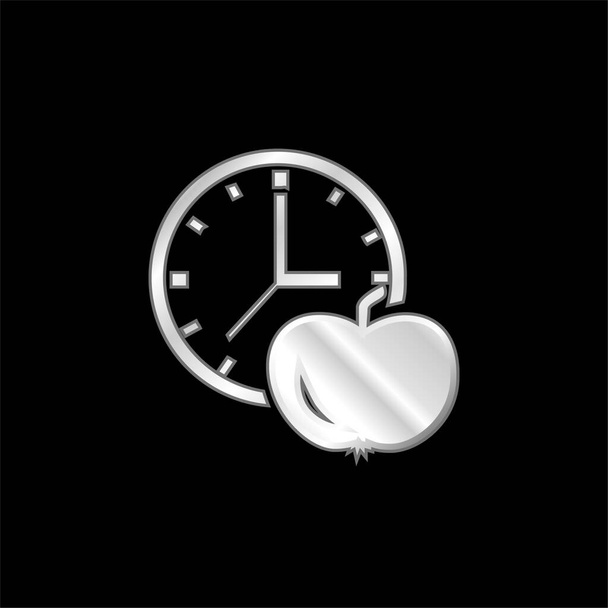 Apple And Clock срібла накриті металевою іконою - Вектор, зображення
