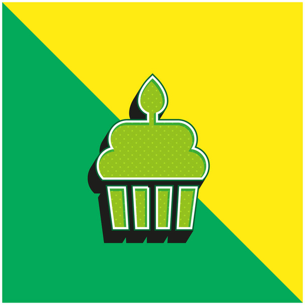 Syntymäpäivä kakku Vihreä ja keltainen moderni 3d vektori kuvake logo - Vektori, kuva