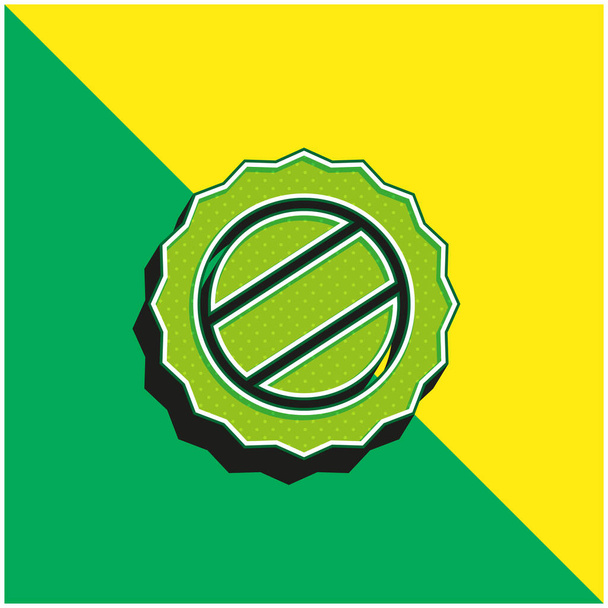 Bier Cap Groen en geel modern 3D vector icoon logo - Vector, afbeelding