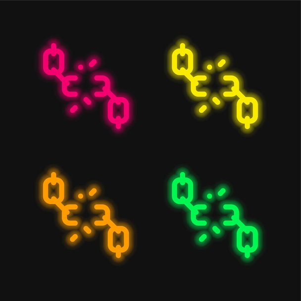 Breaking four color glowing neon vector icon - Vector, Image