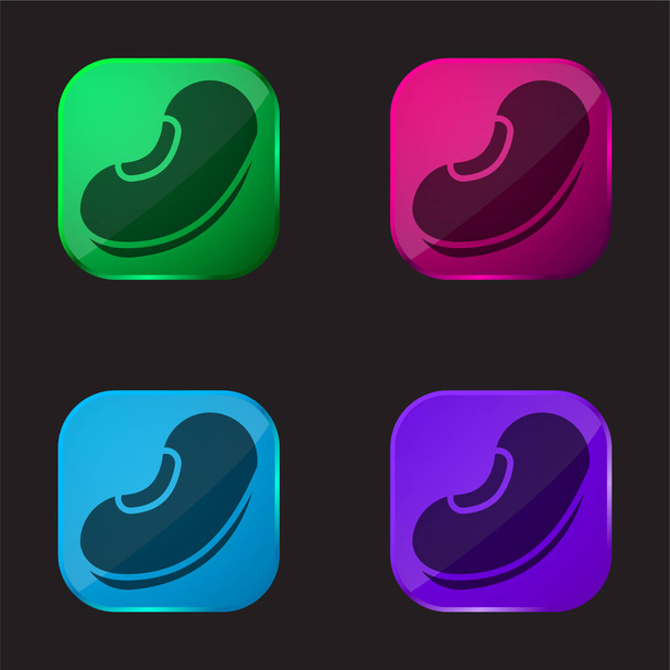 Bean icono de botón de cristal de cuatro colores - Vector, Imagen