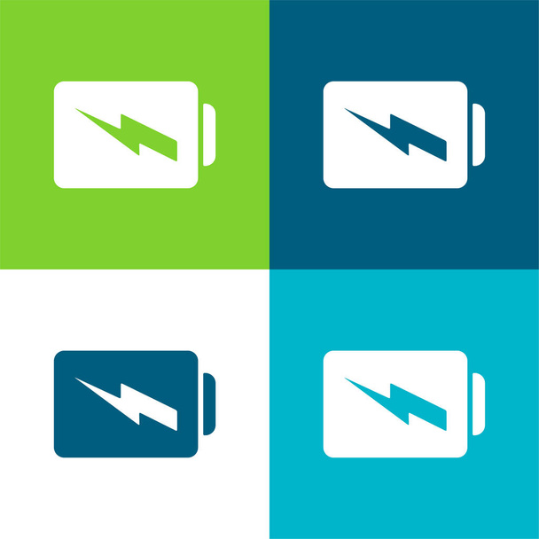 Símbolo cargado con batería Plano de cuatro colores mínimo icono conjunto - Vector, imagen