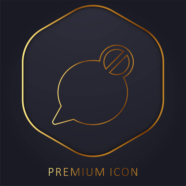Bloquear Speech Bubble linha dourada logotipo premium ou ícone - Vetor, Imagem