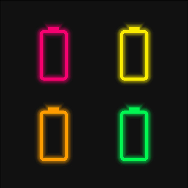 Akkumulátor állapota négy szín izzó neon vektor ikon - Vektor, kép