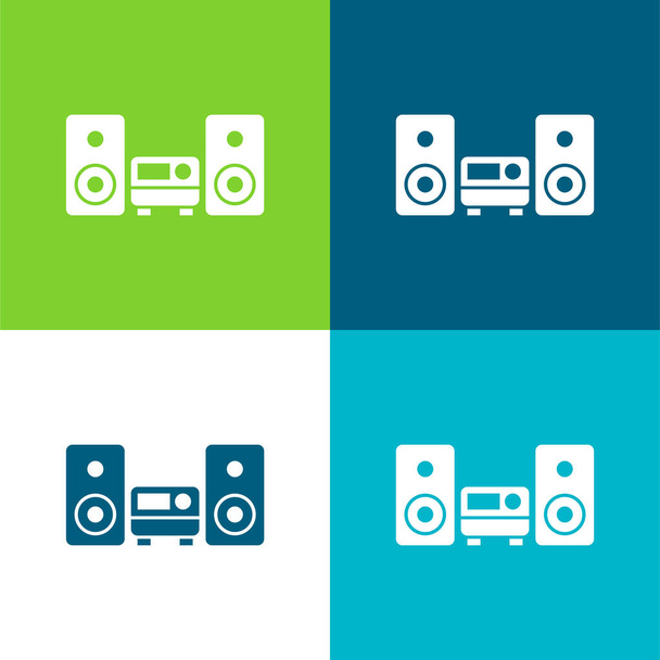 Audio zařízení Byt čtyři barvy minimální ikona nastavena - Vektor, obrázek