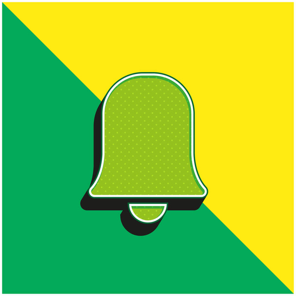 Alarm Siyah Doldurulmuş Çan Sembolü Yeşil ve Sarı 3D vektör simgesi logosu - Vektör, Görsel