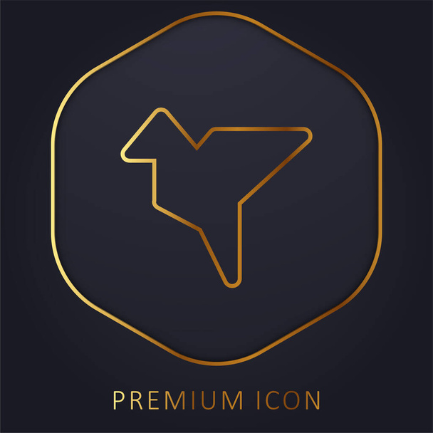 Bird Shape Origami golden line premium logo or icon - Vector, Image