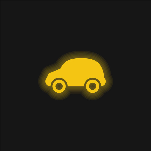 Carro preto amarelo brilhante ícone de néon - Vetor, Imagem