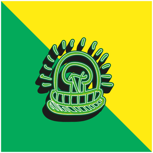 Alarma luz mano dibujado herramienta verde y amarillo moderno vector 3d icono logotipo - Vector, Imagen