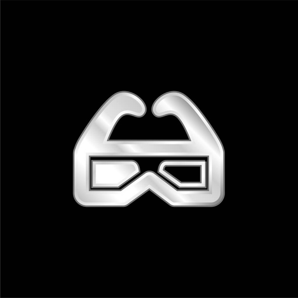 映画銀メッキ金属アイコンのための3Dメガネ - ベクター画像