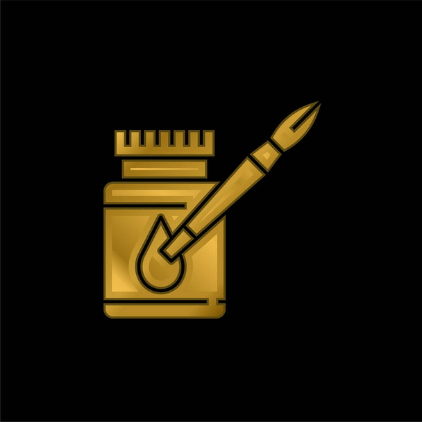 Acrílicos banhado a ouro ícone metálico ou vetor logotipo - Vetor, Imagem