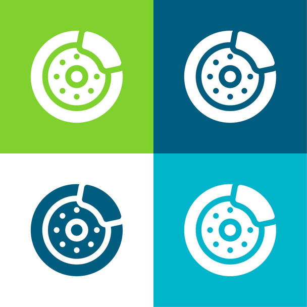 Tarcza hamulcowa płaski zestaw czterech kolorów minimalny zestaw ikon - Wektor, obraz