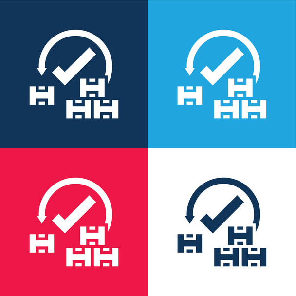 Aceitação azul e vermelho conjunto de ícones mínimos de quatro cores - Vetor, Imagem