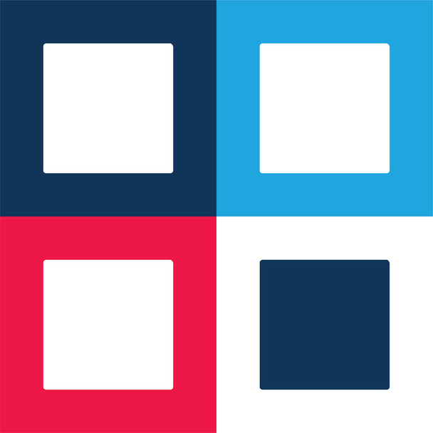 Negro Cuadrado azul y rojo de cuatro colores mínimo icono conjunto - Vector, Imagen