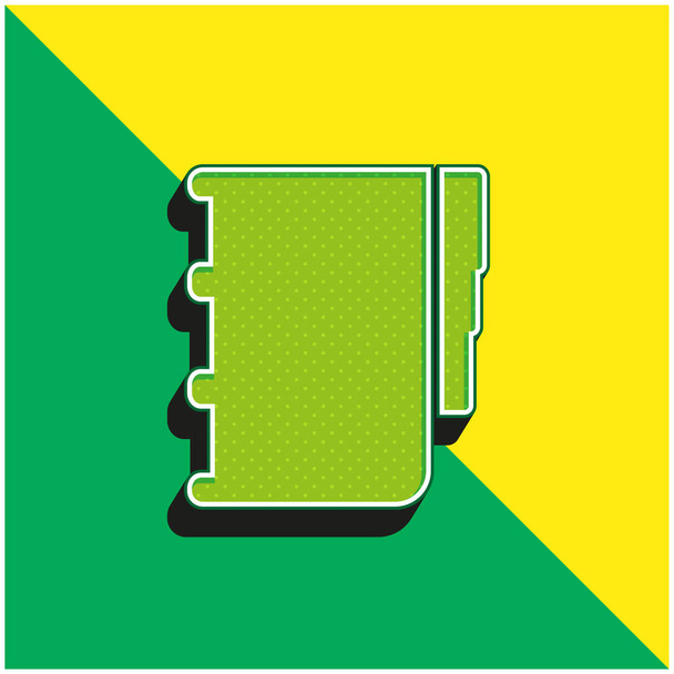 Agenda Avec Signets Vert et jaune icône vectorielle 3d moderne logo - Vecteur, image