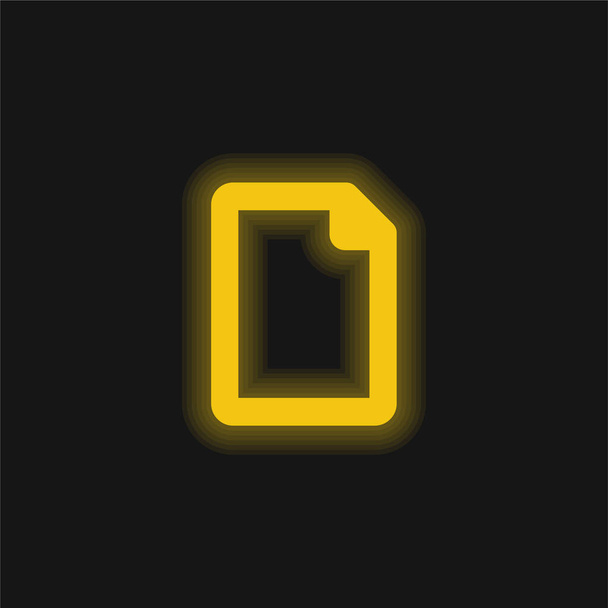 Üres Fájl sárga izzó neon ikon - Vektor, kép
