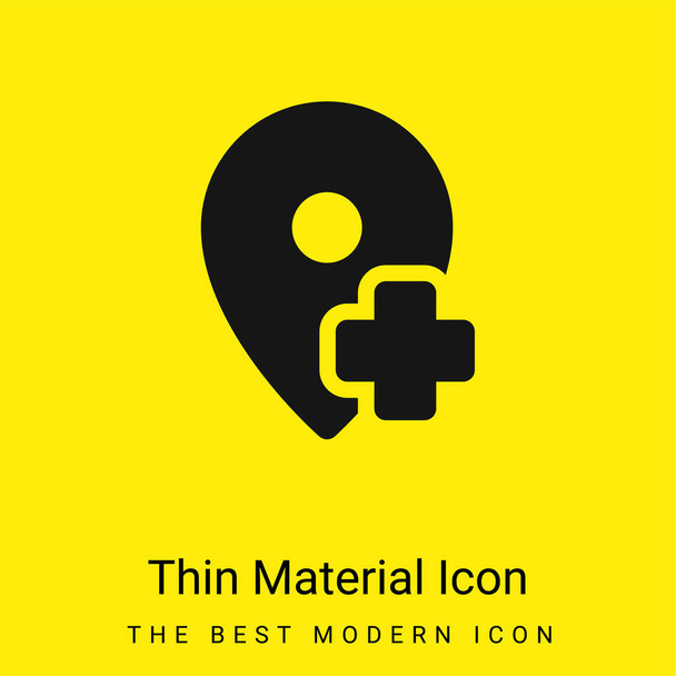Locatie toevoegen Minimaal helder geel materiaal icoon - Vector, afbeelding