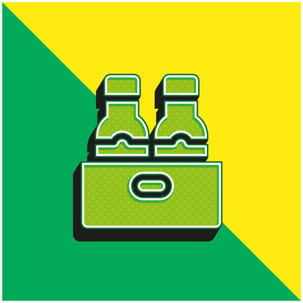 Caja de cerveza verde y amarillo moderno vector 3d icono logotipo - Vector, Imagen