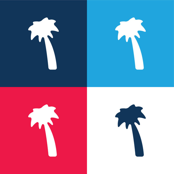 Black Palm Tree Blue and red four color minimum set - Вектор,изображение
