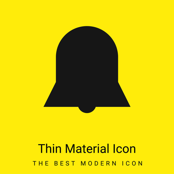 Símbolo de interfaz de forma negra de la silueta de campana del icono de material amarillo brillante mínimo de alarma - Vector, imagen