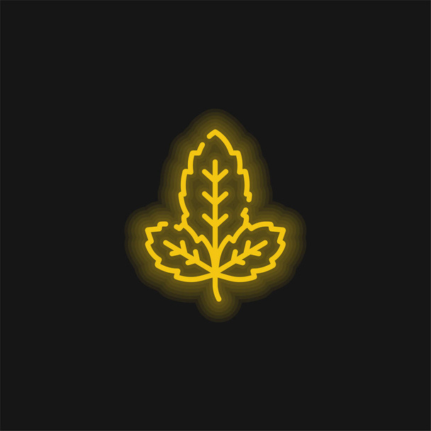 Bazsalikom sárga izzó neon ikon - Vektor, kép