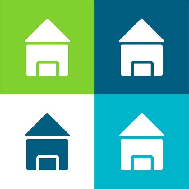 Black House Flat négy szín minimális ikon készlet - Vektor, kép