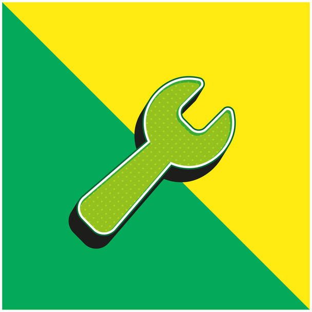 Black Wrench Green and yellow modern 3d vector icon logo - Vector, Image