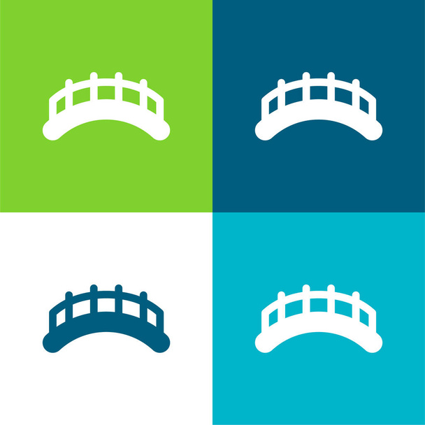 Мосты Плоские четыре цвета минимальный набор значков - Вектор,изображение