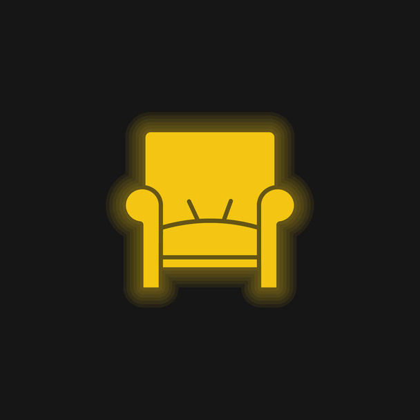 Πολυθρόνα κίτρινο λαμπερό νέον εικονίδιο - Διάνυσμα, εικόνα